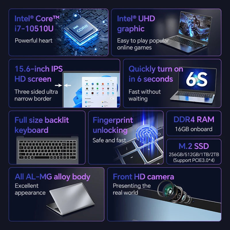 Byone Gaming Laptop | Intel Core i7, 16GB RAM, 512GB/1TB SSD, 15.6 inch, Ultrathin Metal, Windows 11