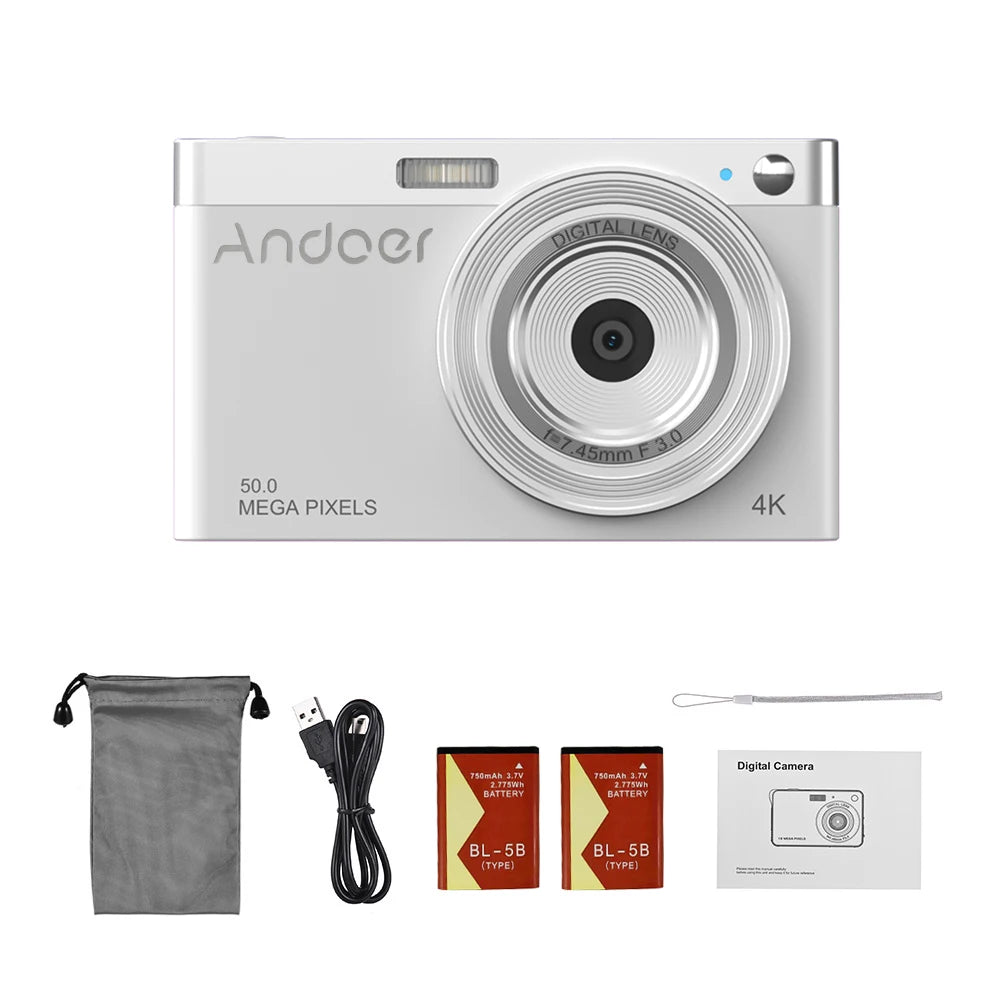 50MP 4K Digital Camera | 16x Zoom, Face Recognition, 2.88"