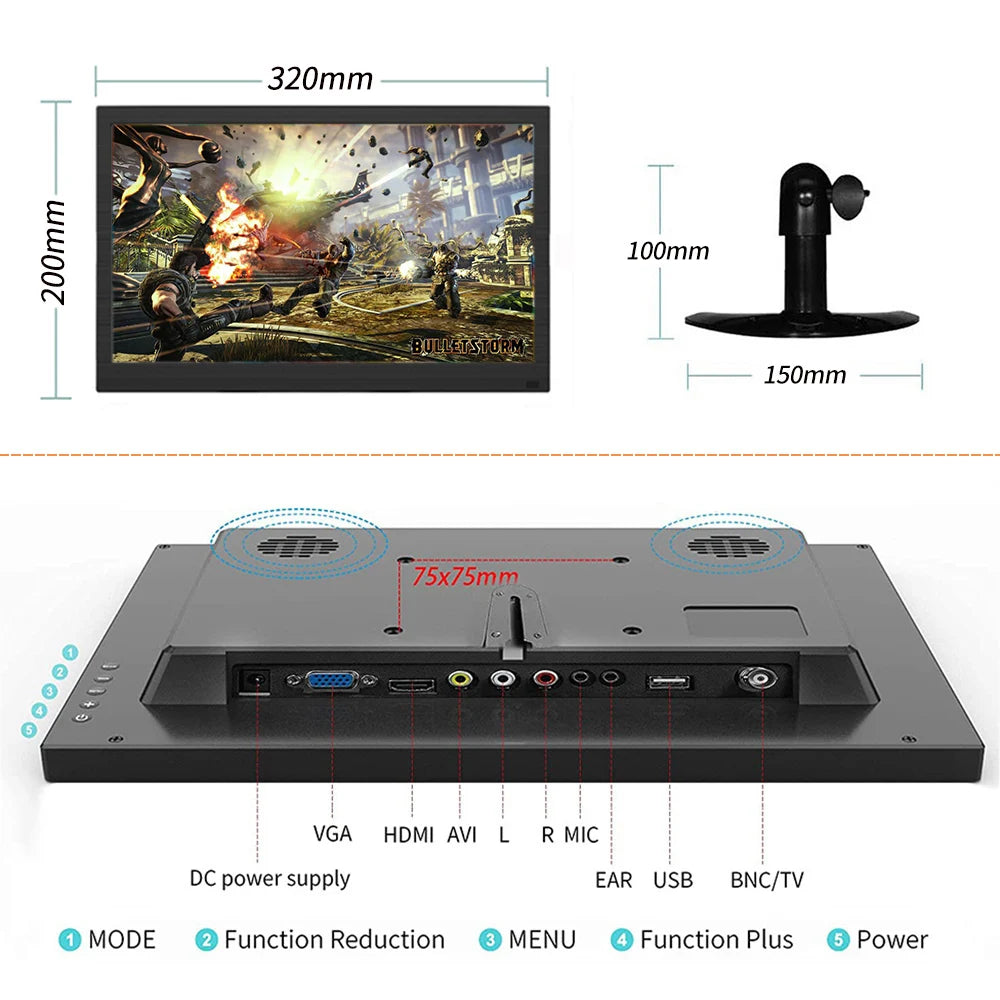 JOHNWILL 13.3 inch Portable Monitor | 1366x768, 60Hz, TFT