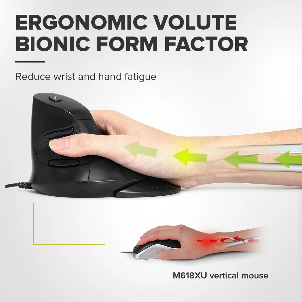 Delux M618 BU Ergonomic Vertical Mouse | Wireless, Rechargeable