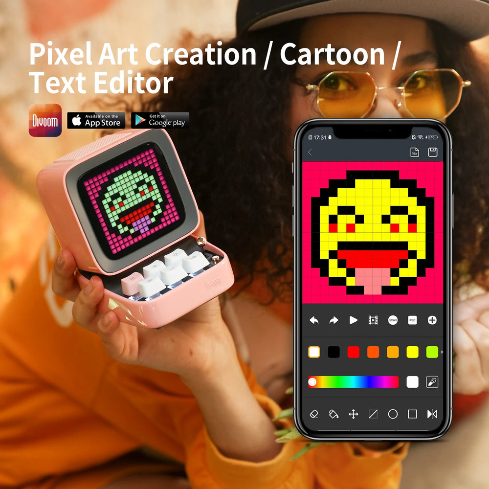 Retro Pixel Art Bluetooth Speaker | Portable, LED Display