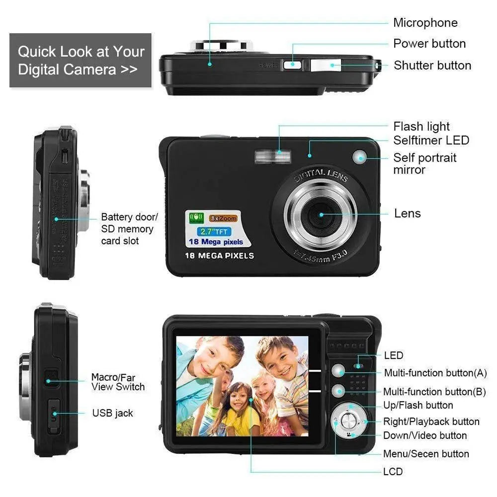 DIXSG 44MP Digital Camera | 1080P HD, 8x Zoom, 2.7" LCD