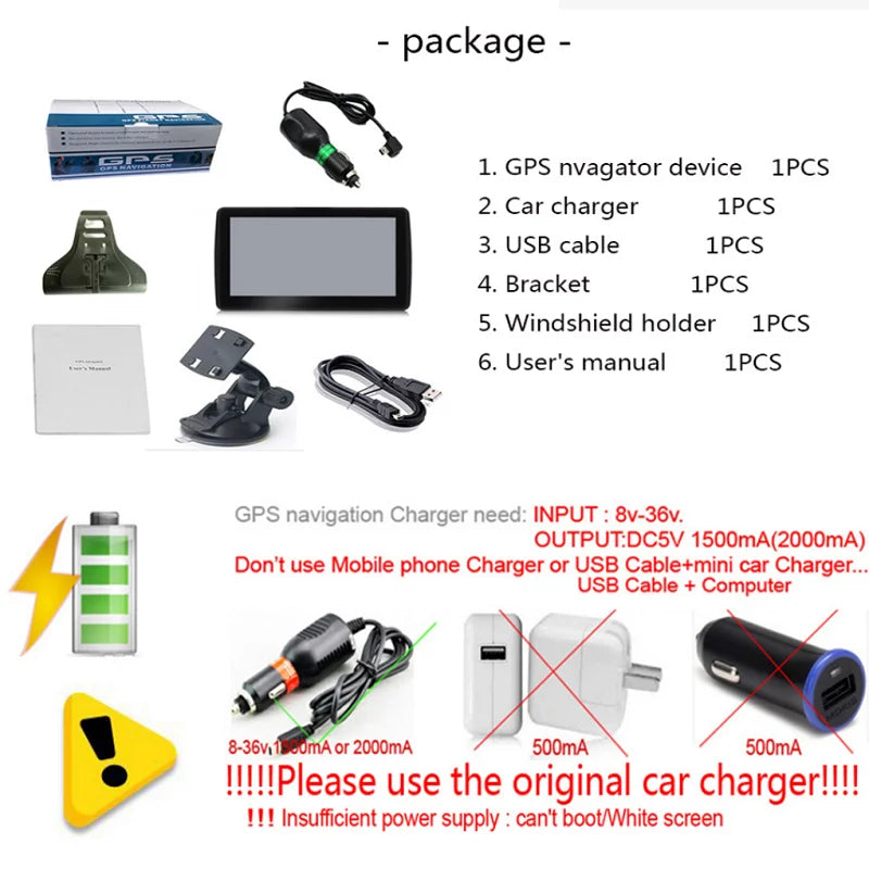 Truck GPS Navigator 8GB | 7" Touch Screen, FM, Radio