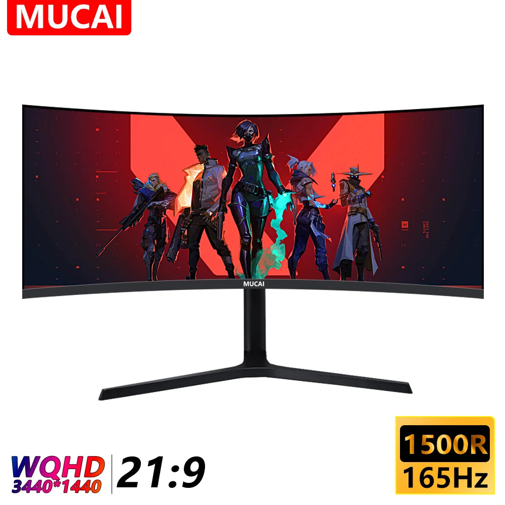 MUCAI 34 Inch Gaming Monitor | 144Hz, WQHD 3440x1440, Curved 1500R