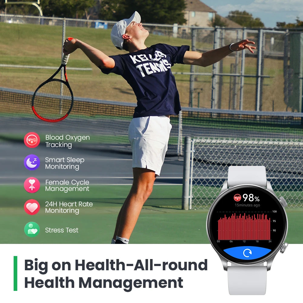 Solar Plus RT3 Smart Watch | Solar Charging, Fitness Tracker, Heart Rate