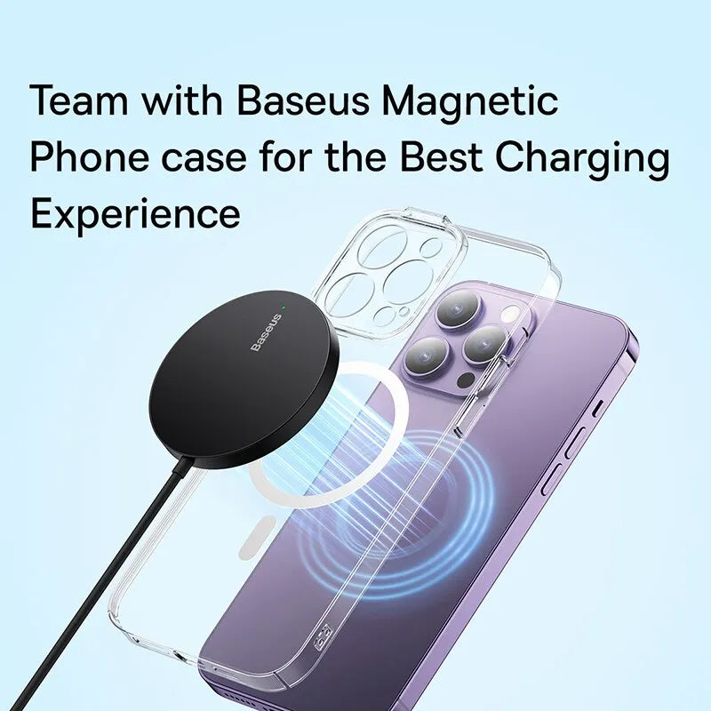 Baseus 15W Fast Wireless Charger for iPhone 15 14 AirPods | Magnetic, Type C