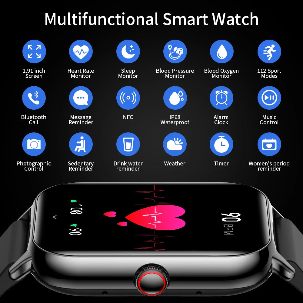 KUMI KU6 Smart Watch | Fitness Tracker, Heart Rate, Android/iOS