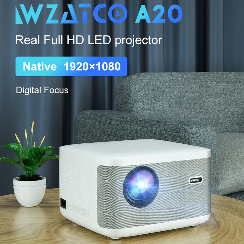 WZATCO A20 Digital Focus Full HD Projector | 6000 Lumens, Bluetooth