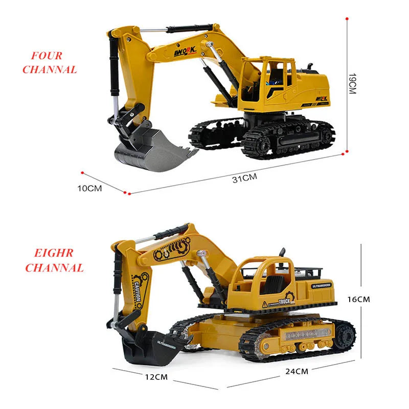 RC Excavator with Music and Light | 10m Range, Lithium Battery