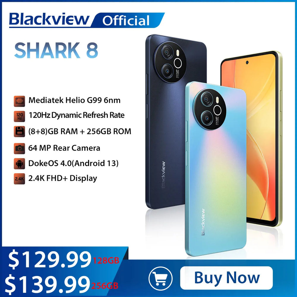 Blackview SHARK 8 Smartphone | Android 13, 64MP Rear, 13MP Front, Fast Charge