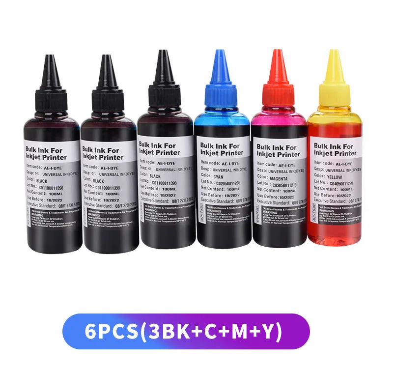 Aomya 100ml Universal Dye Ink Refill Kit | Multi-Brand Compatible