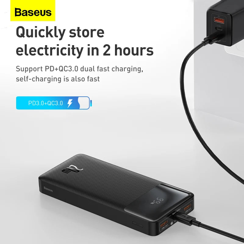 20000mAh Portable Power Bank | Dual USB, Type C, Li-Polymer, Plastic
