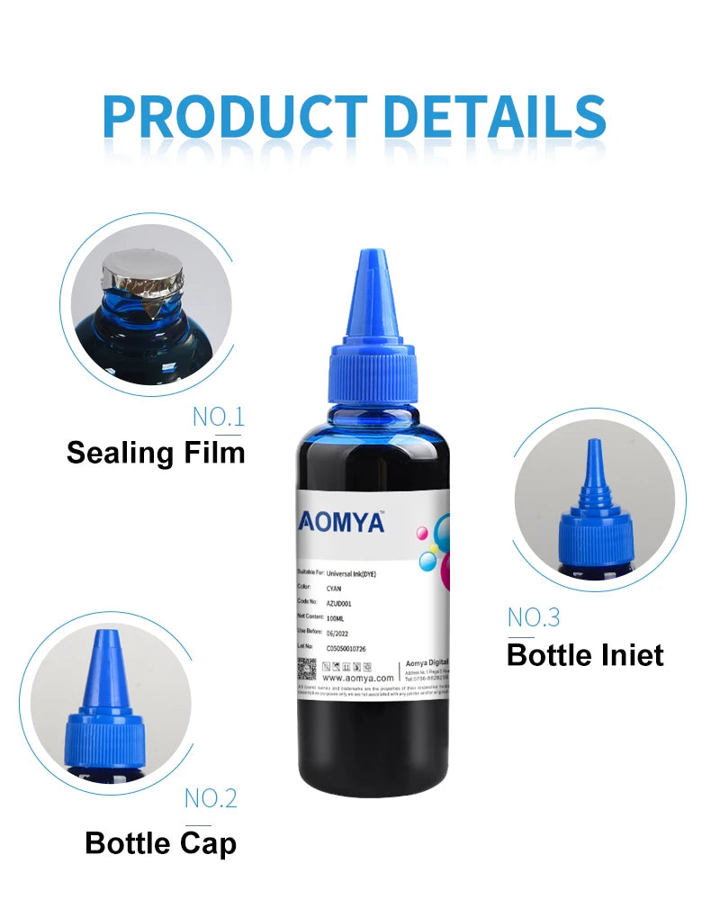 Aomya 100ml Universal Dye Ink Refill Kit | Multi-Brand Compatible